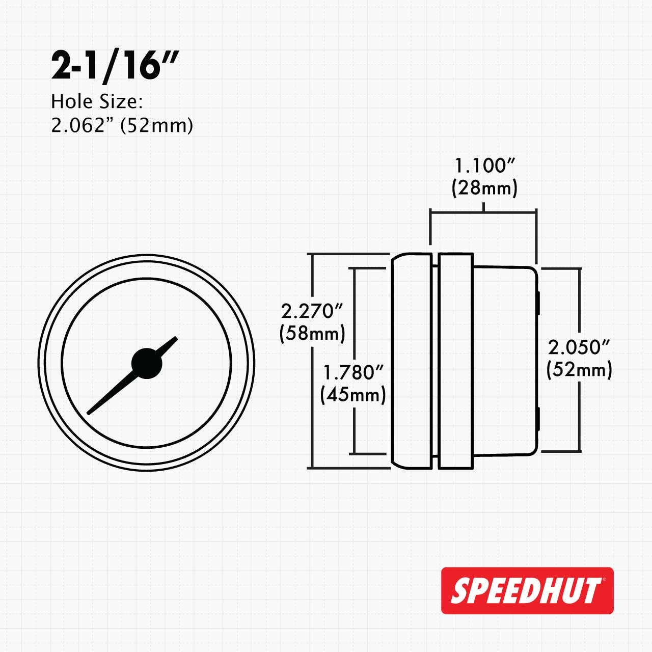 2-1/16" Jeep CJ Oil Pressure Gauge | 0-100psi